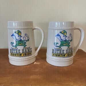 Vintage Notre‎ Dame Ceramic Mugs Fighting Irish